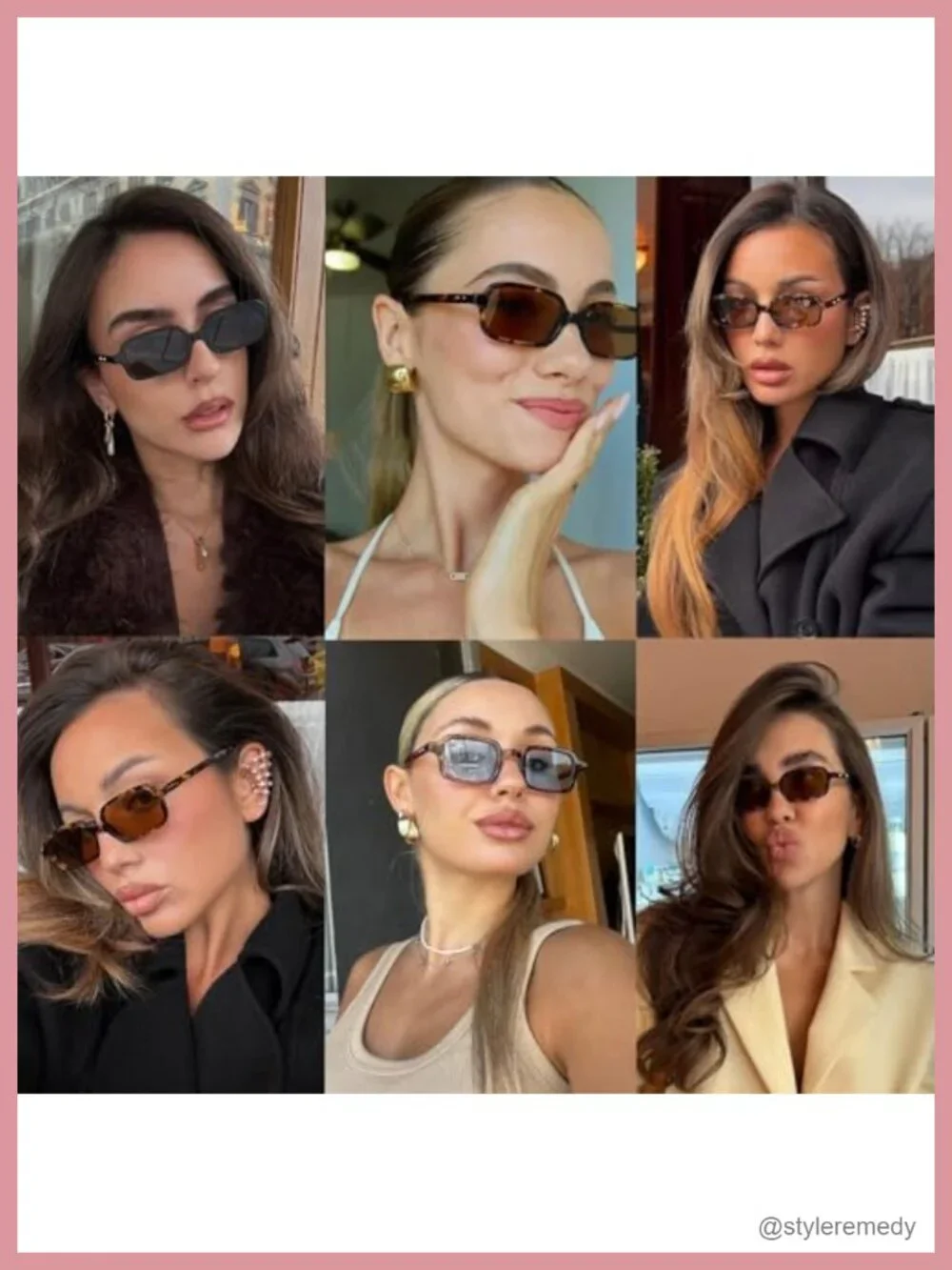 Retro Rectangular Small Square Sunglasses UV400 Lenses